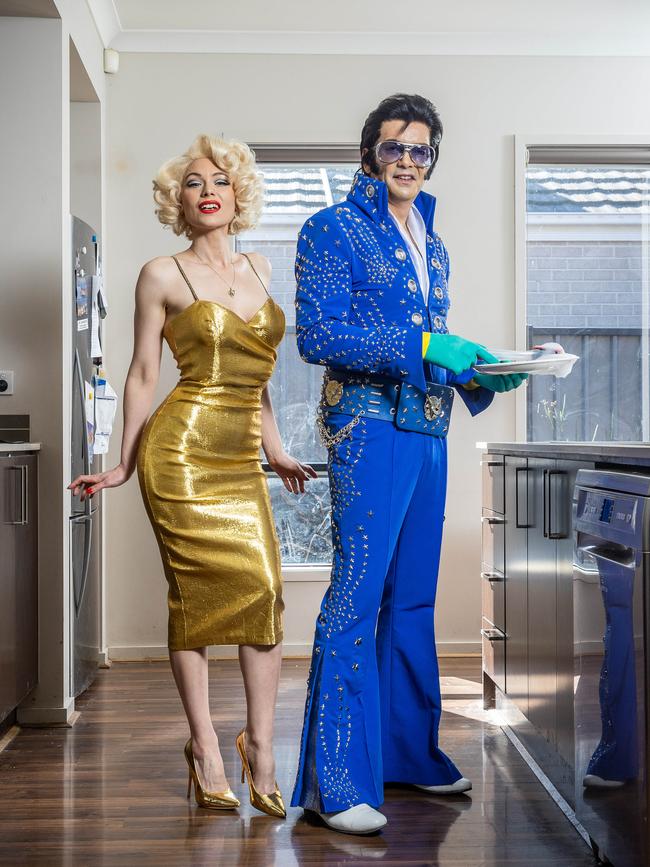 The Impersonators. Mark Caligiuri and his wife Joanne Caligiuri are Elvis and Marilyn Monroe. Picture: Jake Nowakowski