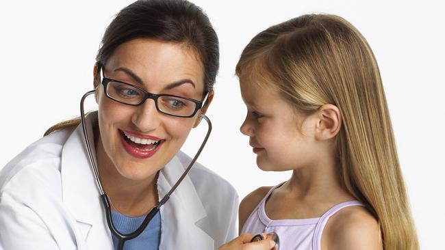 Doctor listening to heart with stethoscope. Child. Kid. Children. Health. Dr. Generic image. Thinkstock.