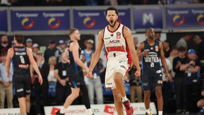 Tyler Harvey was pumped with the win. Picture: Daniel Pockett/Getty Images