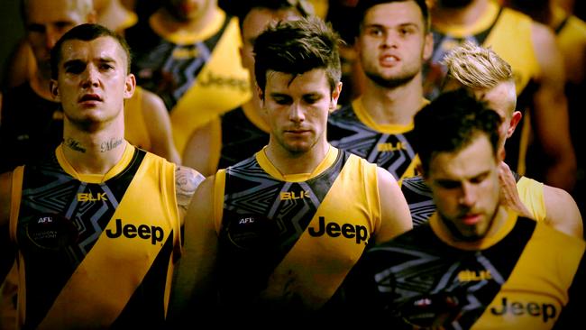 Round 11: Essendon v Richmond Trent Cotchin & the Tigers post game AFLR1114 Picture: Wayne Ludbey