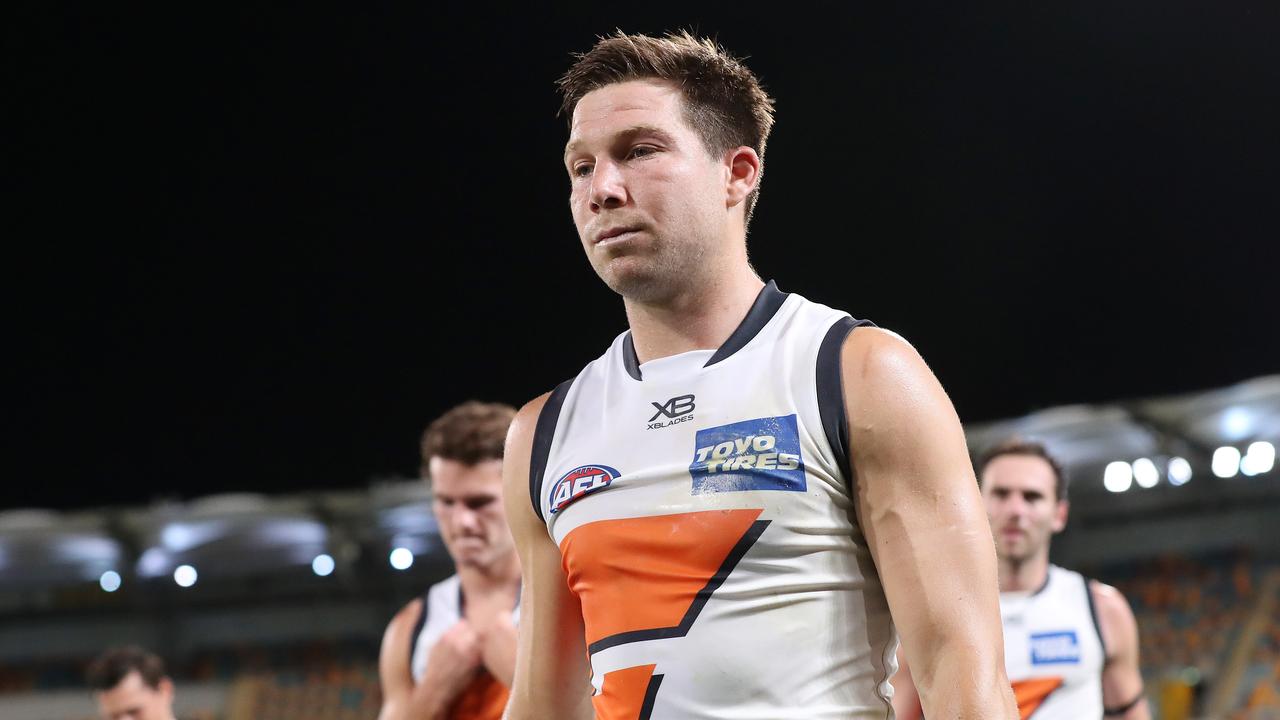 AFL Round 18. 18/09/2020. St Kilda vs GWS Giants at the Gabba, Brisbane. Toby Greene of the Giants after tonights loss . Pic: Michael Klein