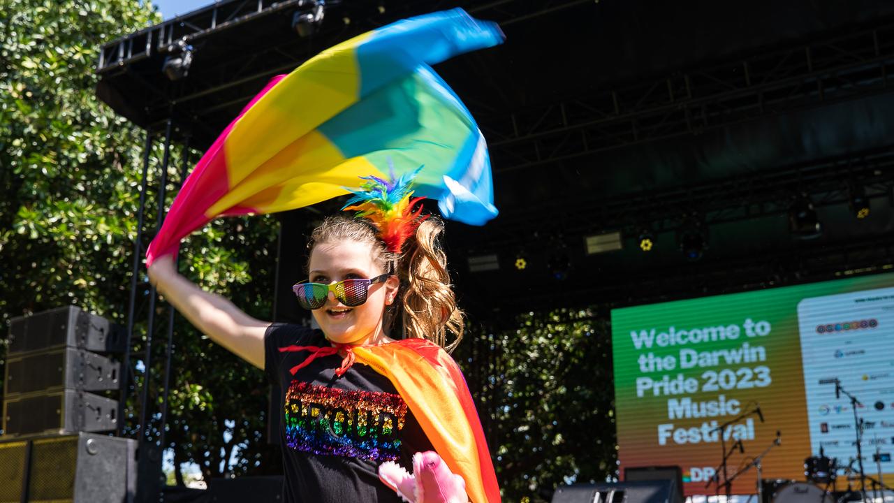 Saige Sayers-Hunt at the 2023 Top End Pride March. Picture: Pema Tamang Pakhrin