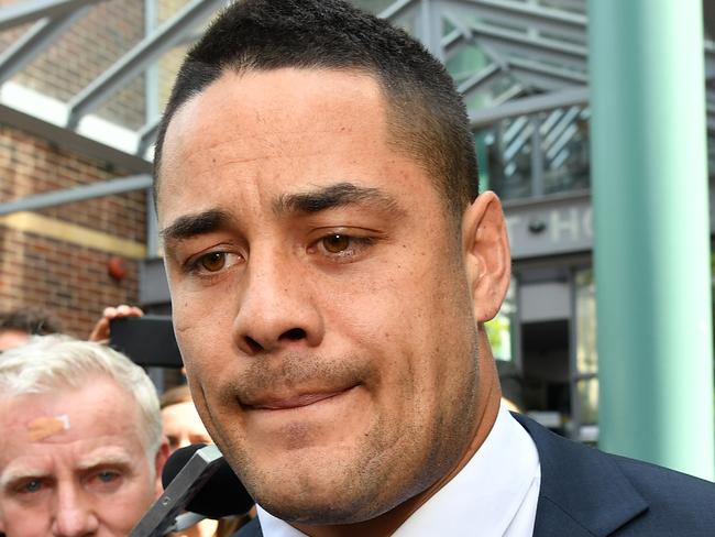 Jarryd Hayne leaves Burwood Local Court in Sydney, Monday, December 10, 2018. NRL star Jarryd Hayne has faced court after he was charged with sexual assault and inflicting bodily harm following an alleged sexual encounter in NSW. (AAP Image/Joel Carrett) NO ARCHIVING