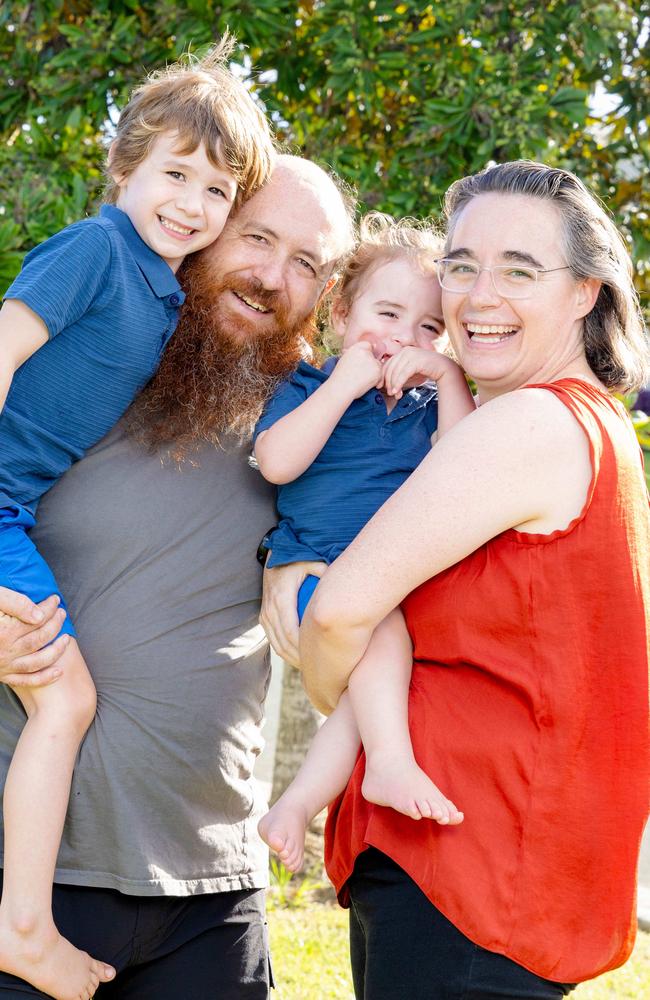 Steve and Carolyn Pearce with four-year-old Josiah and two-year-old John. Picture: Richard Walker