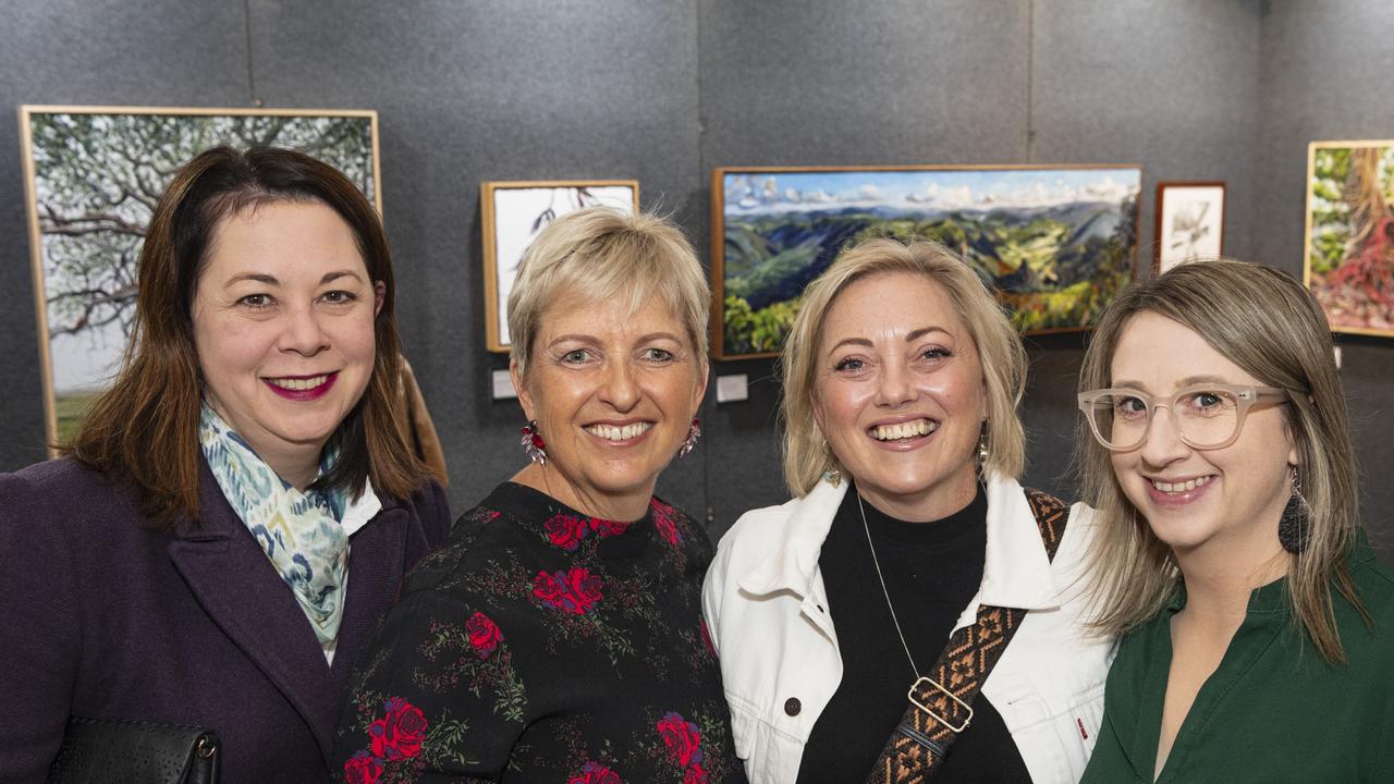 At Fairholme Open Art Prize FACETS exhibition opening are (from left) Claire Whereat, Karen Freeman, Jacinta Kliese and Ange Lucas, Friday, May 10, 2024. Picture: Kevin Farmer