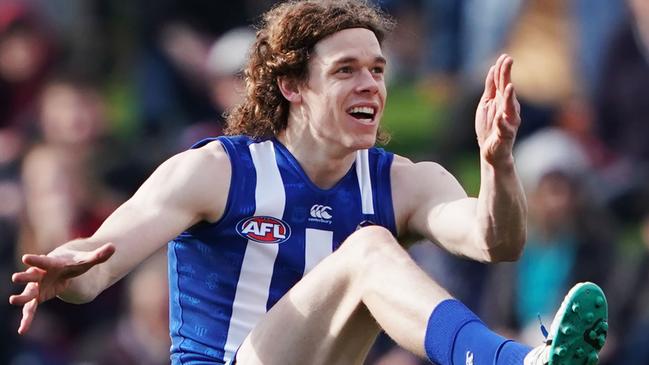 Ben Brown finished the match six goals ahead of Jeremy Cameron after kicking two majors. Picture: AAP Image/Michael Dodge.