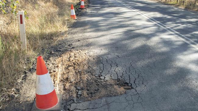 Several areas along Axedale Road, east of Bendigo (pictured), required repairs to damage following last year’s floods. Picture: Zoe Phillips