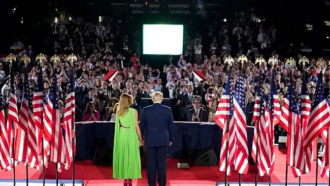 Donalda Trump at the start of the night. Picture: AFP.