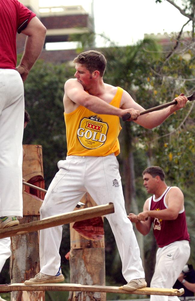 The woodchopping at the Ekka.