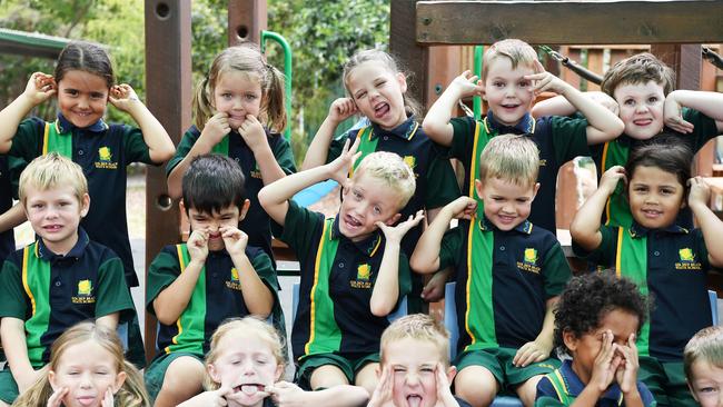 MY FIRST YEAR: Funny faces. Golden Beach State School Preps. Picture: Patrick Woods.