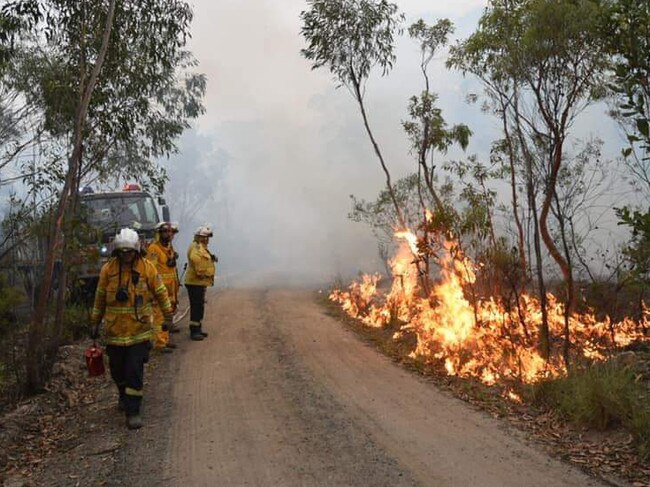 Backburning operations along Bedford Creek Fire Trail. Picture: Woodford Rural Fire Brigade Facebook