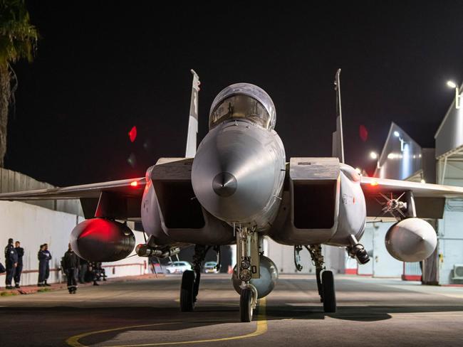 This handout picture released by the Israeli army on October 26, 2024, shows an Israeli fighter jet departing a hangar at an undisclosed location in Israel. The Israeli military said on October 26, it had completed its air attack on Iran, saying it hit the Islamic republic's missile manufacturing facilities, surface-to-air missile arrays and other aerial capabilities across several areas of the country. (Photo by AFP) / === RESTRICTED TO EDITORIAL USE - MANDATORY CREDIT "AFP PHOTO / Handout / Israeli Army' - NO MARKETING NO ADVERTISING CAMPAIGNS - DISTRIBUTED AS A SERVICE TO CLIENTS ==