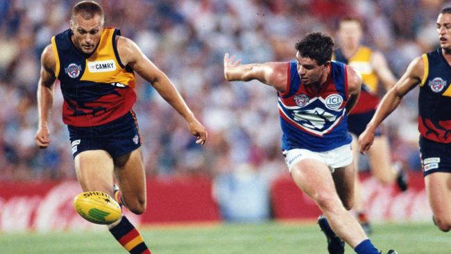 Crows great Matthew Robran wearing the strip in 1996. Picture: Ray Titus)