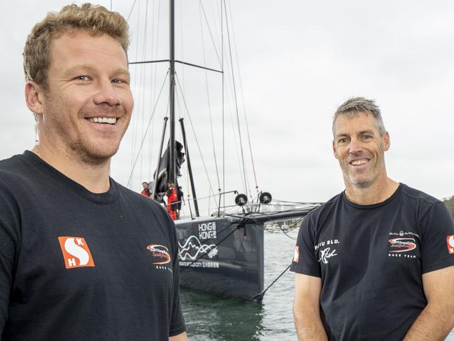 INNER WEST COURIER. Nick Meyer and Scott Salter are part of Scallywag supermaxi crew. Photographed today 11th December 2019 at Birkenhead Marina.  (AAP/Image Matthew Vasilescu)