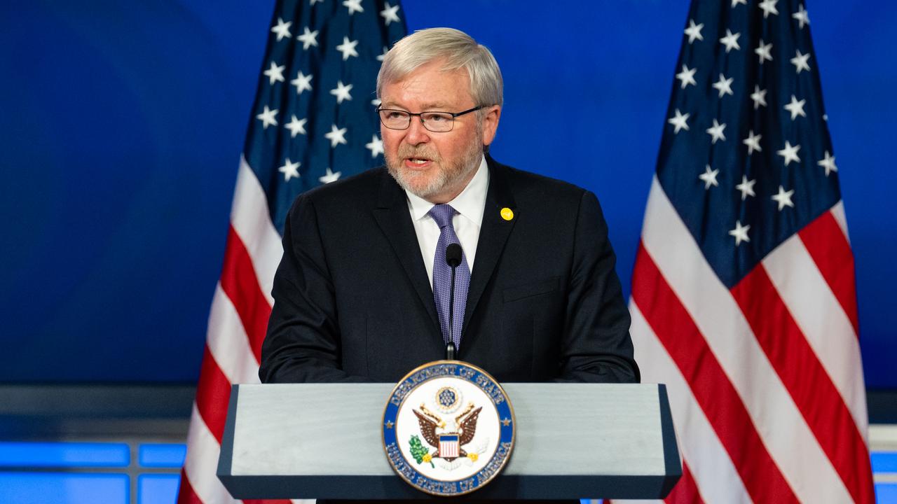 Kevin Rudd at George Washington University in Washington, D.C in 2022. Picture: Eric Lee/Bloomberg via Getty Images