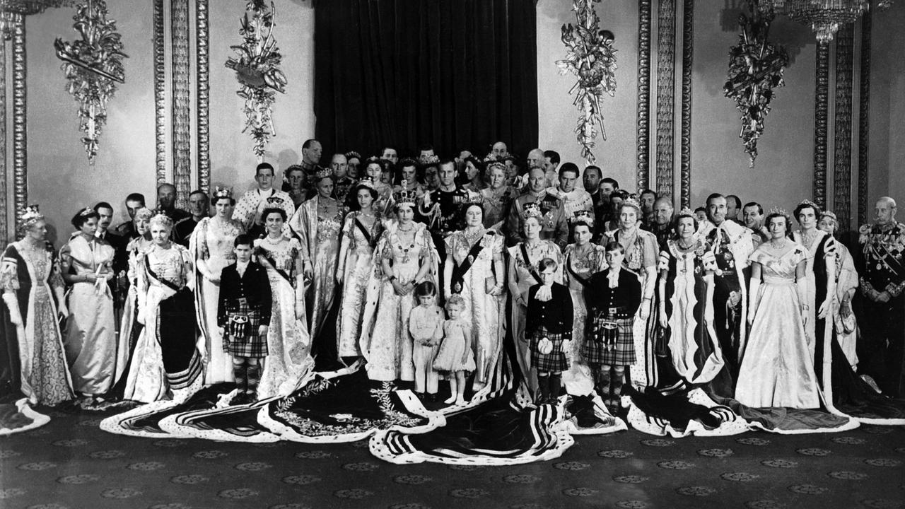 The Queen and Duke of Edinburgh, their children, the Queen Mother and Princess Margaret pose with other members of the Royal family to mark the historic occasion. Picture: Getty