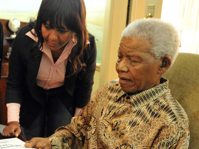 Former South African President Nelson Mandela and granddaughter Ndileka Mandela.