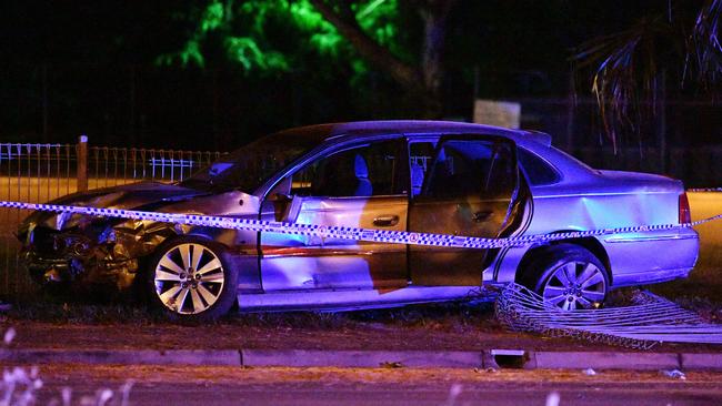 Mr Hughes’ Holden Statesman after the crash. Picture: Alix Sweeney