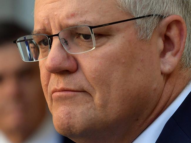 CANBERRA, AUSTRALIA - DECEMBER 11: Prime Minister Scott Morrison during a press conference in the Prime Ministers courtyard on December 11, 2020 in Canberra, Australia. Clinical trials of a COVID-19 vaccine being developed by the University of Queensland in partnership with biotech company CSL will be abandoned, after the Federal Government had committed to purchasing, and agreements had been made to secure 51 million doses of the vaccine. (Photo by Sam Mooy/Getty Images)