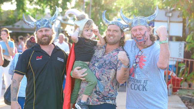 Marcus Dixon, William Fattore, Ben Young, Steve Dixon at the annual Dinah Beach Yacht Club Viking Funeral. Picture: Glenn Campbell