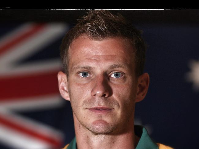 MELBOURNE, AUSTRALIA - JANUARY 03: (EDITORS NOTE: This image was processed using digital filters) Alex Wilkinson of Australia poses during an Australian Socceroos headshot session at the InterContinental Hotel, on January 3, 2015 in Melbourne, Australia. (Photo by Robert Cianflone/Getty Images)