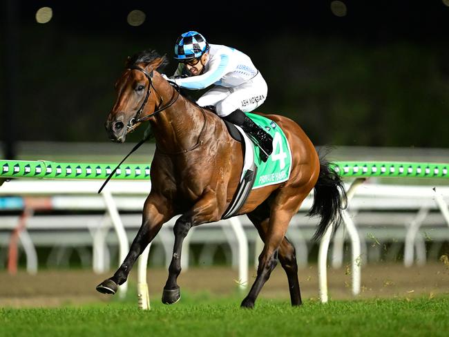 Private Harry winning The Sunlight on the Sunshine Coast on Saturday night. Picture: Grant Peters