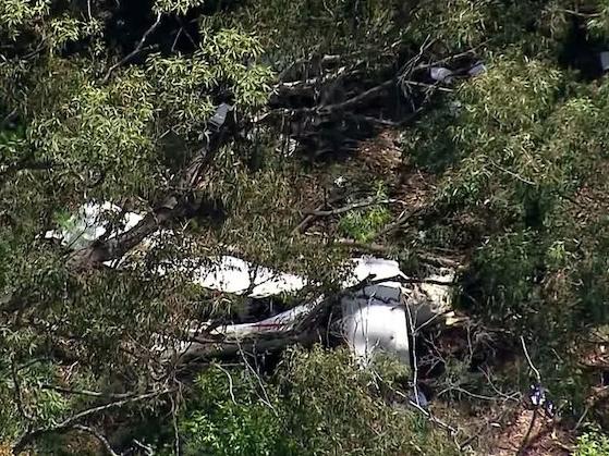 One of the planes crashed in bushland at Belimbla Park near Oakdale on Saturday. Picture: ABC