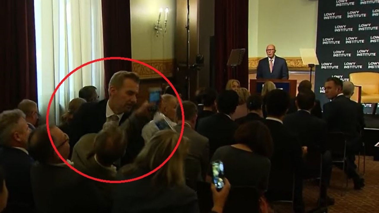 Protester tackled at Dutton speech