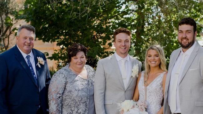 Mark Bairstow and his wife Bev, Toby, Monique and Dylan. Picture: Mark Bairstow