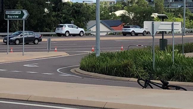 A cyclist has been taken to Royal Darwin Hospital after being hit by a car near the intersection of Tiger Brennan Dr and Stoddart Dr this morning