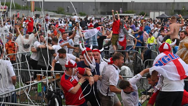 England supporters watch the UEFA 2020 quarter-final. Picture: AFP