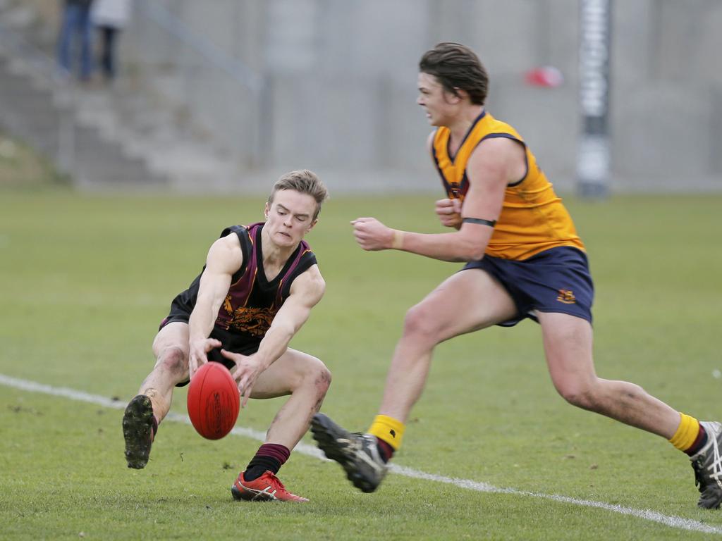 Hutchins 1st XVIII versus Scotch Oakburn in the Sports Association of Independent Schools Australian Rules grand final. Picture. PATRICK GEE