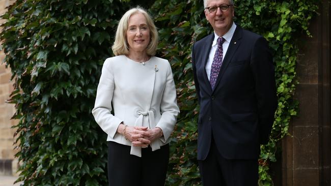 Newly appointed vice chancellor Mark Scott with Chancellor Belinda Hutchinson at the University of Sydney. Picture: Britta Campion.