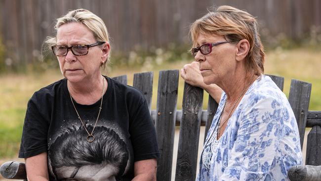 Lesley Ann Newman, pictured with twin sister Kim Blythe, broke down as she spoke to The Daily Telegraph. Picture: Julian Andrews