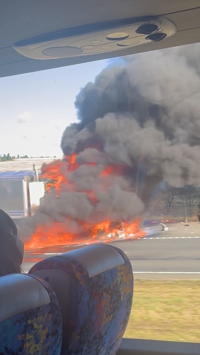 Truck fire on Geelong Ring Road