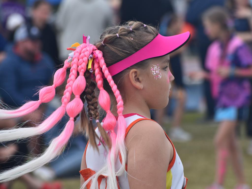 On court at the Cap Coast Junior Netball Carnival at the Barmaryee Multi Sports Precinct, Yeppoon, on August 11, 2024. Photo: Pam McKay