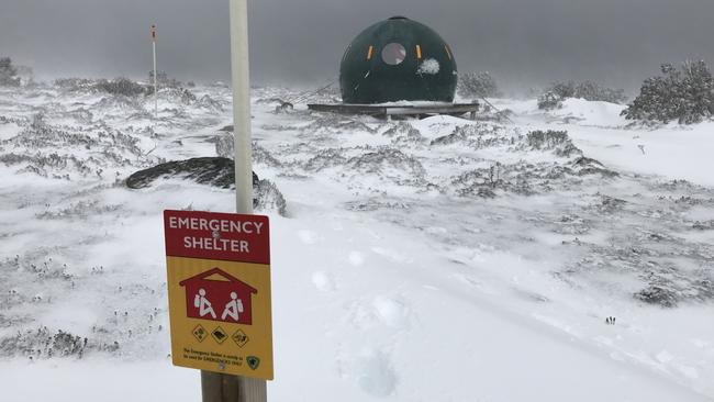 The 'love apple' weather shelter on the Overland Track, Tasmania. Picture: Damian Haarsma