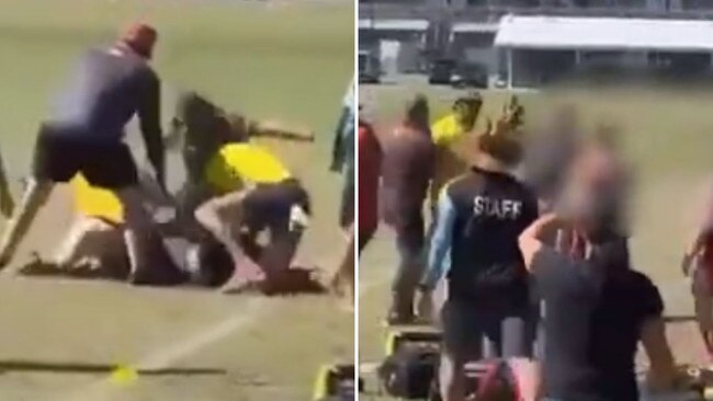 A brawl at a Norths Devils v Redcliffe Dolphins junior rugby league match.