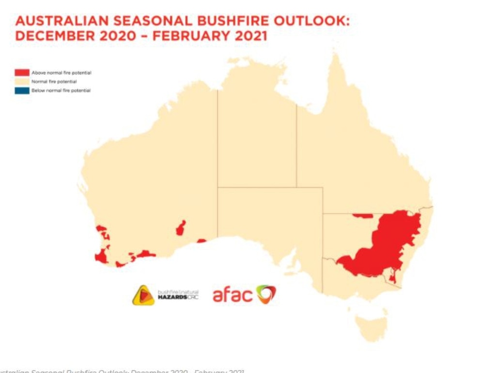 Australian Seasonal Bushfire Outlook. Picture: Bushfire and Natural Hazard CRC.