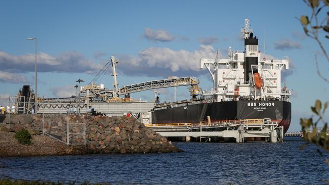 Coal ship BBG Honor is loaded with coal in the Port of Newcastle. Picture: Liam Driver