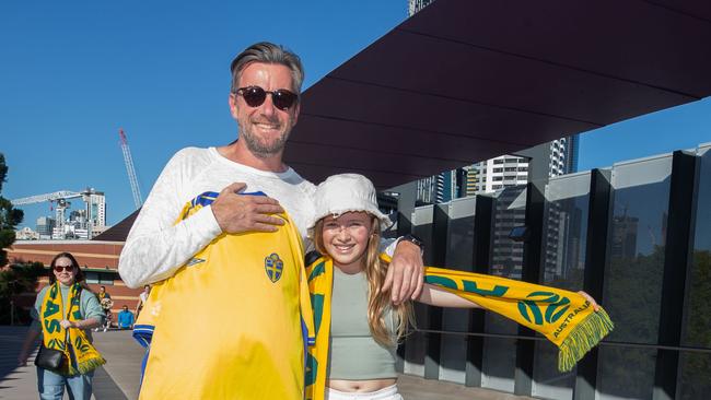 Fans ahead of the World Cup Matilda's v Sweden match at Suncorp Stadium. Photo - Stephen Archer