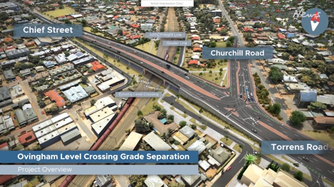 New Ovingham railway crossing overpass flyover