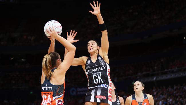 Sharni Layton in action for Collingwood’s netball team. Picture: Brett Costello