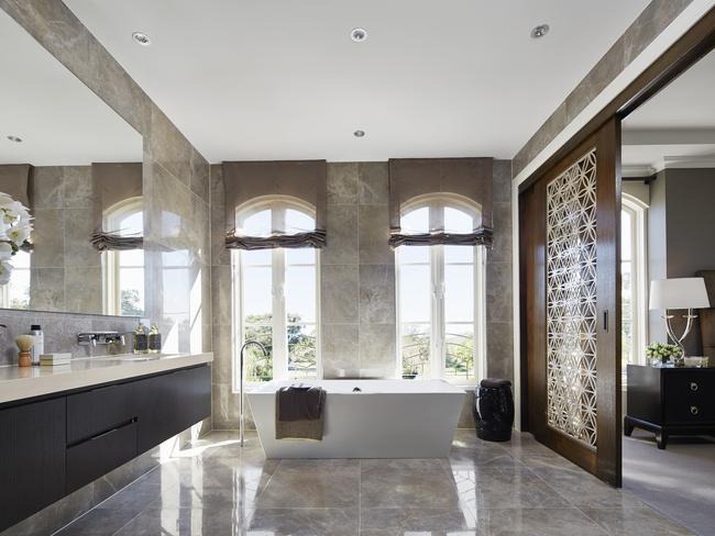 Colour brightens up the bathrooms in this Beaumont Tiles bathroom.