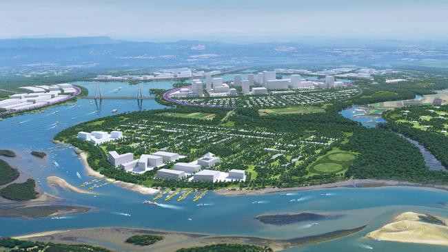 Artist impression of the proposed Pacific City development in the Norwell Valley on the Gold Coast. Picture: Supplied.