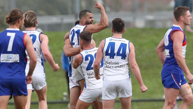 Ahmed Saad celebrates a goal for West Preston-Lakeside. Picture: David Crosling