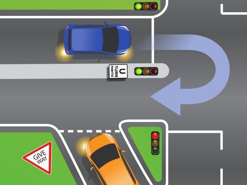 Who needs to give way in this road rule quiz? Pictures: Transport and Main Roads Queensland