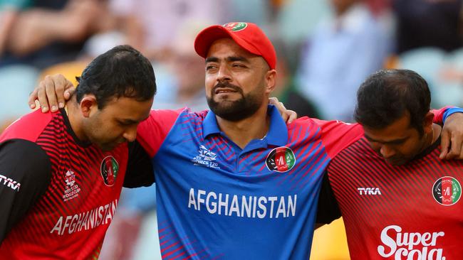 Rashid Khan was hurt in Afghanistan’s last T20 World Cup game.