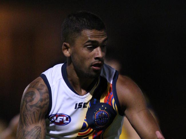 AFL Indigenous All Stars v West Coast Eagles coverage. PICTURED - All Stars Bradley Hill gathers the ball