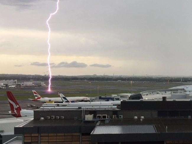 Terrifying images from Sydney Airport, where planes were grounded. Picture: Twitter/alistairjhogg